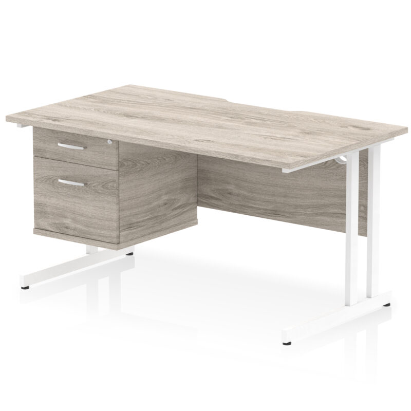 Surge Scalloped Edge 1400mm Cantilever Straight Desk With Single Fixed Pedestal - Image 8