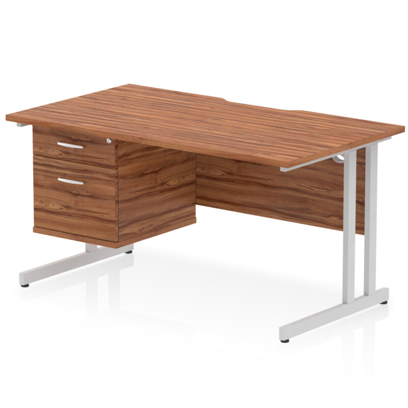 Surge Scalloped Edge 1400mm Cantilever Straight Desk With Single Fixed Pedestal - Image 16