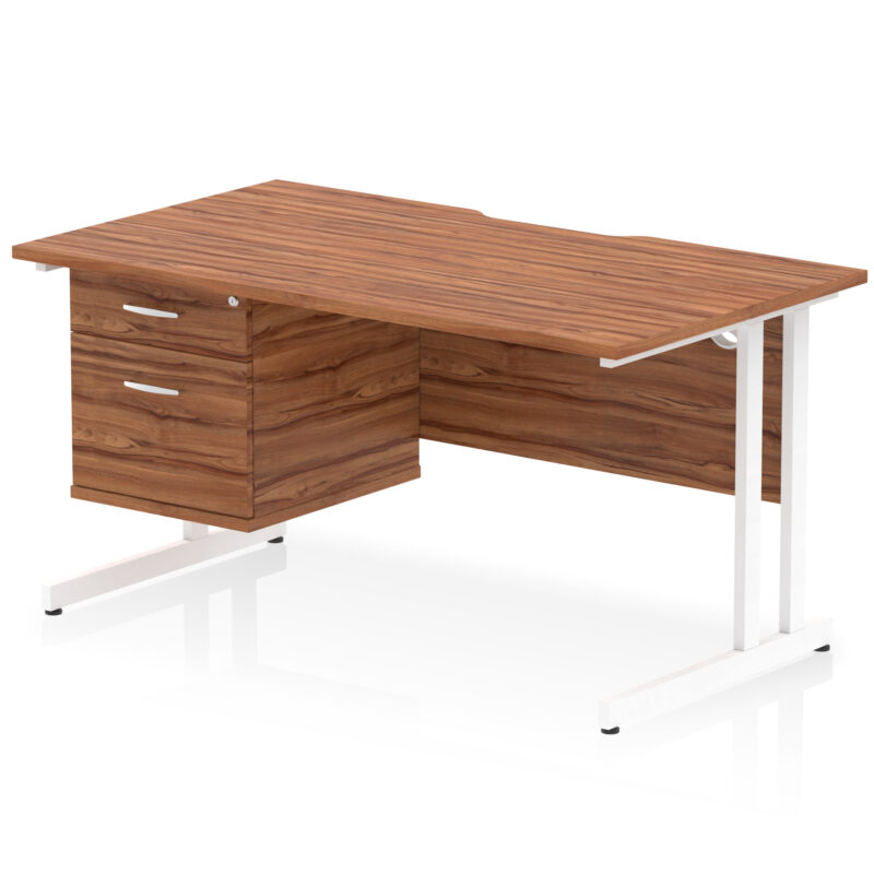 Surge Scalloped Edge 1400mm Cantilever Straight Desk With Single Fixed Pedestal - Image 17