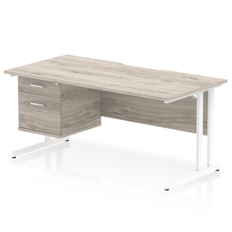 Surge Scalloped Edge 1600mm Cantilever Straight Desk With Single Fixed Pedestal - Image 8
