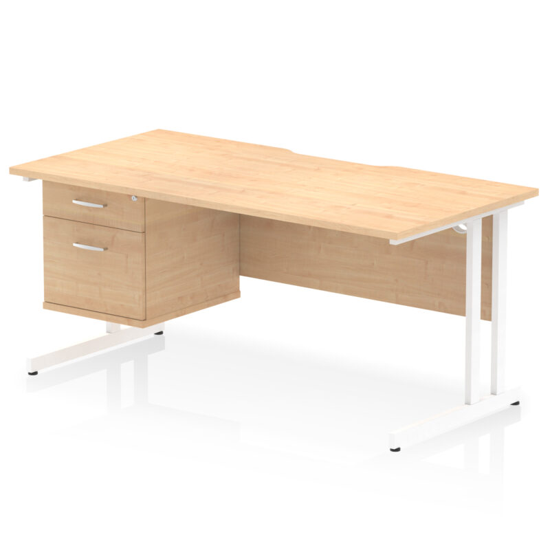 Surge Scalloped Edge 1600mm Cantilever Straight Desk With Single Fixed Pedestal - Image 11