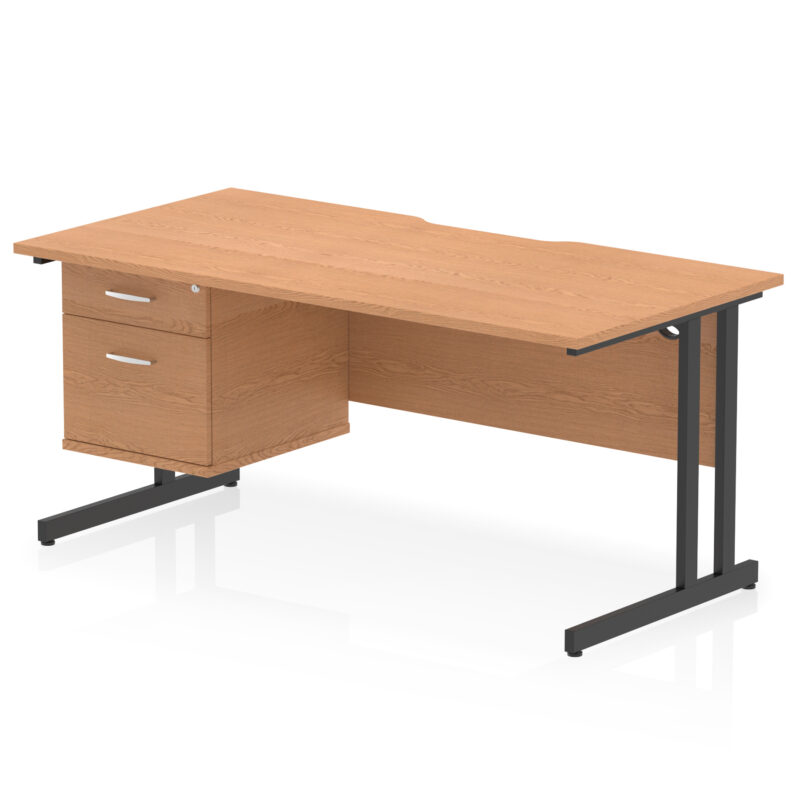 Surge Scalloped Edge 1600mm Cantilever Straight Desk With Single Fixed Pedestal - Image 12