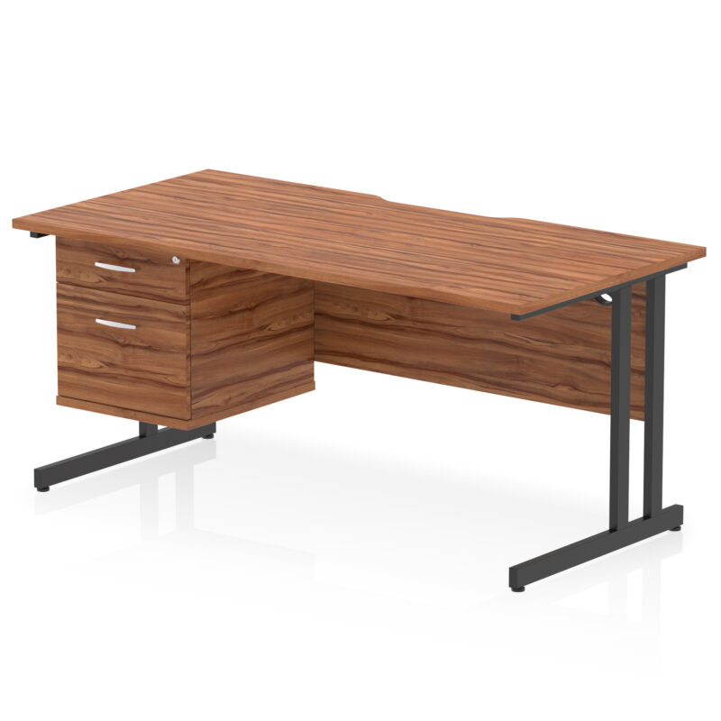 Surge Scalloped Edge 1600mm Cantilever Straight Desk With Single Fixed Pedestal - Image 15