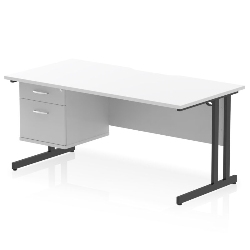 Surge Scalloped Edge 1600mm Cantilever Straight Desk With Single Fixed Pedestal - Image 18