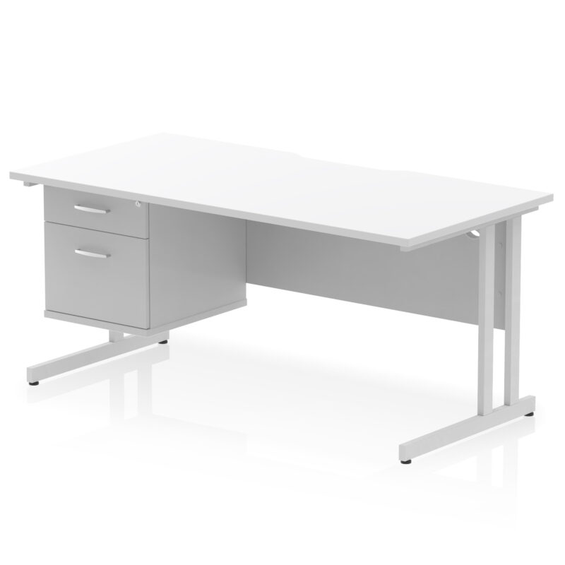 Surge Scalloped Edge 1600mm Cantilever Straight Desk With Single Fixed Pedestal - Image 19