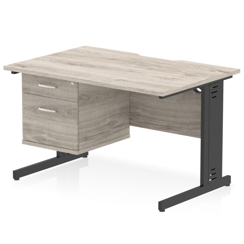 Surge Scalloped Edge 1200mm Cable Managed Straight Desk With Single Fixed Pedestal - Image 6