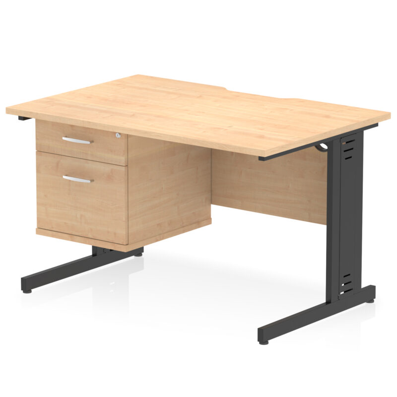 Surge Scalloped Edge 1200mm Cable Managed Straight Desk With Single Fixed Pedestal - Image 9