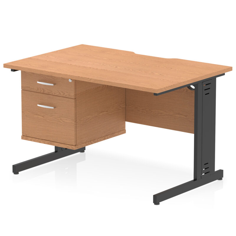 Surge Scalloped Edge 1200mm Cable Managed Straight Desk With Single Fixed Pedestal - Image 12