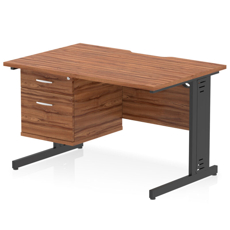 Surge Scalloped Edge 1200mm Cable Managed Straight Desk With Single Fixed Pedestal - Image 15