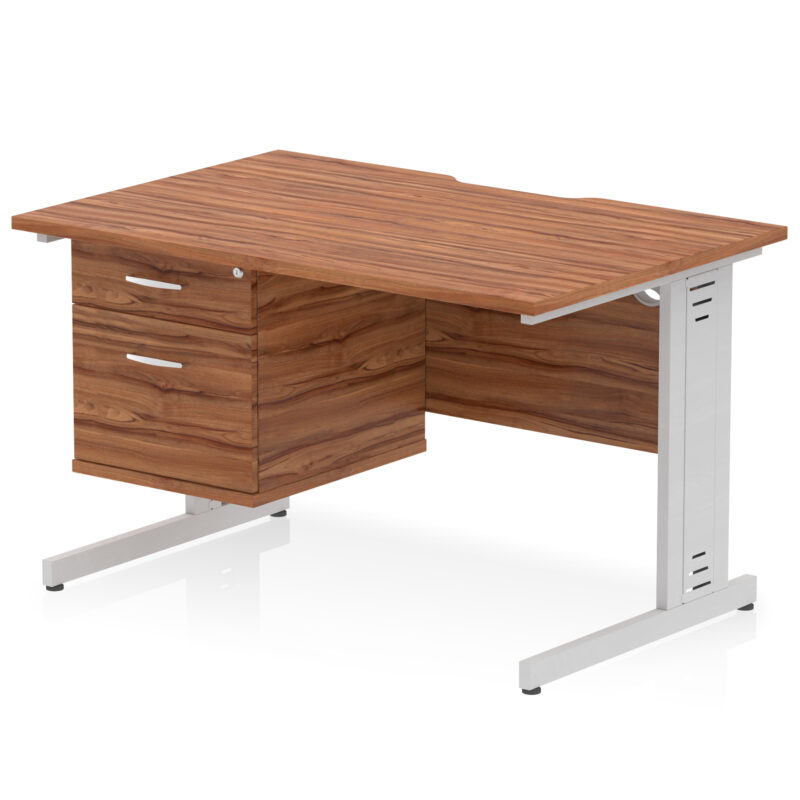 Surge Scalloped Edge 1200mm Cable Managed Straight Desk With Single Fixed Pedestal - Image 16