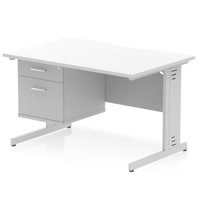 Surge Scalloped Edge 1200mm Cable Managed Straight Desk With Single Fixed Pedestal - Image 19