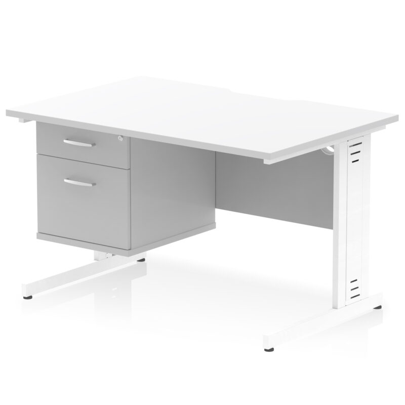 Surge Scalloped Edge 1200mm Cable Managed Straight Desk With Single Fixed Pedestal - Image 20