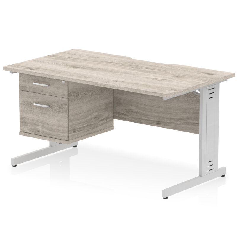 Surge Scalloped Edge 1400mm Cable Managed Straight Desk With Single Fixed Pedestal - Image 7