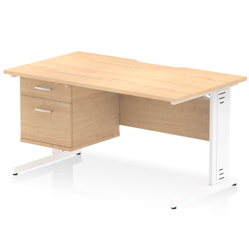 Surge Scalloped Edge 1400mm Cable Managed Straight Desk With Single Fixed Pedestal - Image 11