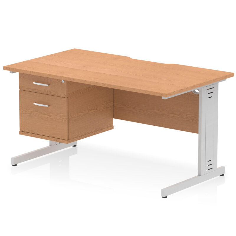 Surge Scalloped Edge 1400mm Cable Managed Straight Desk With Single Fixed Pedestal - Image 13