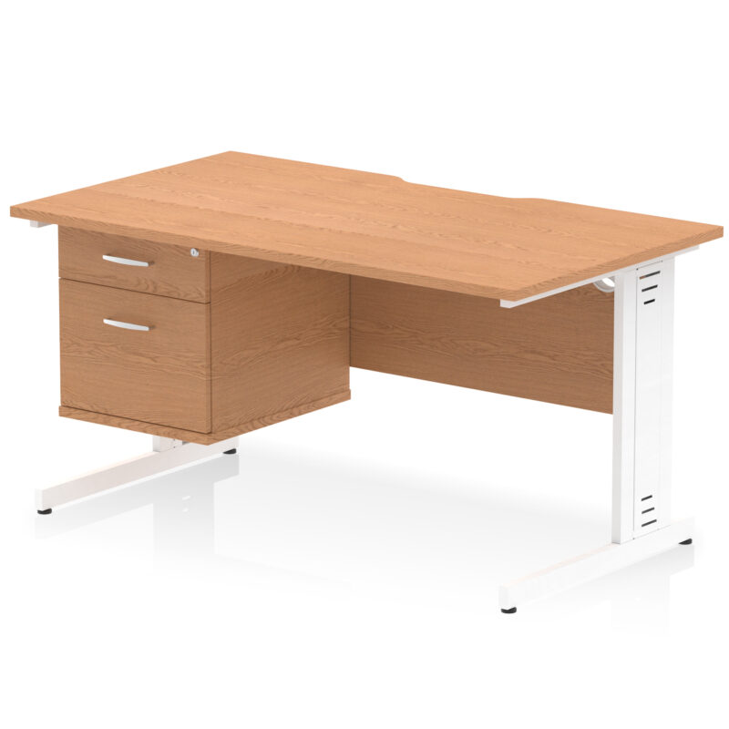 Surge Scalloped Edge 1400mm Cable Managed Straight Desk With Single Fixed Pedestal - Image 14