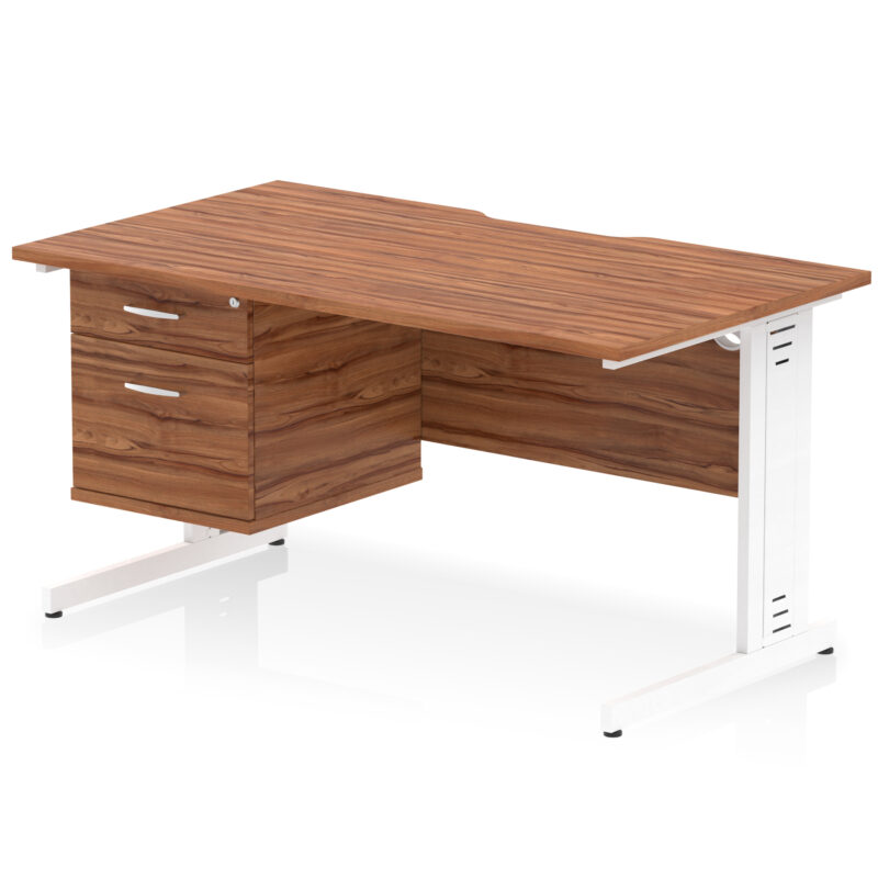 Surge Scalloped Edge 1400mm Cable Managed Straight Desk With Single Fixed Pedestal - Image 17