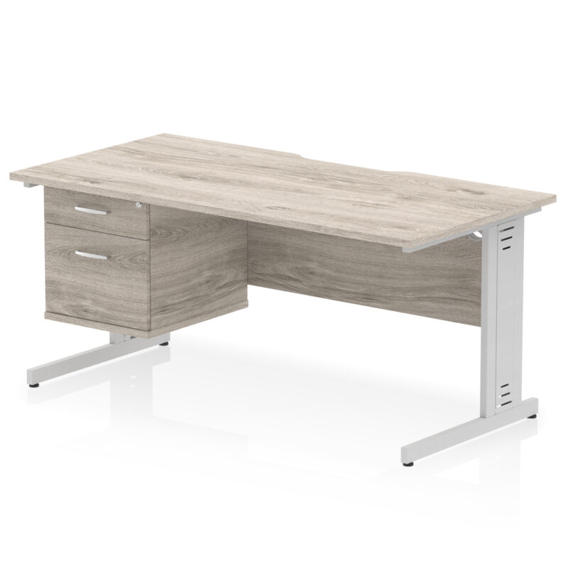 Surge Scalloped Edge 1600mm Cable Managed Straight Desk With Single Fixed Pedestal - Image 7