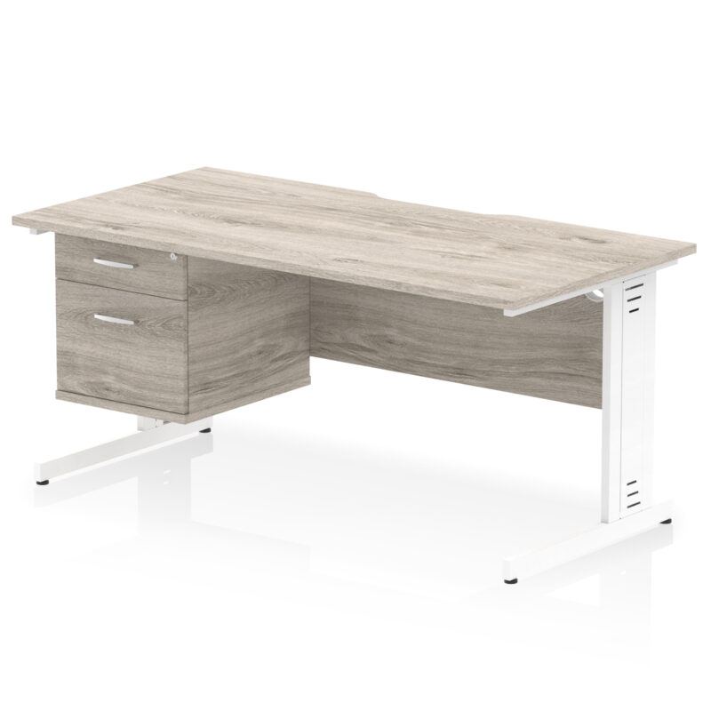 Surge Scalloped Edge 1600mm Cable Managed Straight Desk With Single Fixed Pedestal - Image 8