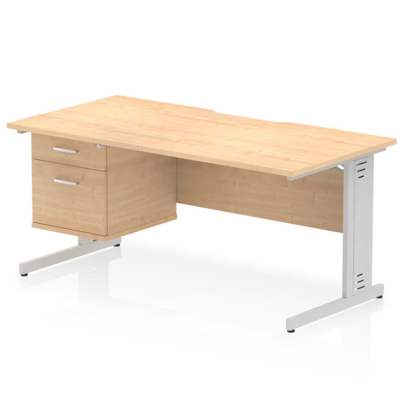 Surge Scalloped Edge 1600mm Cable Managed Straight Desk With Single Fixed Pedestal - Image 10
