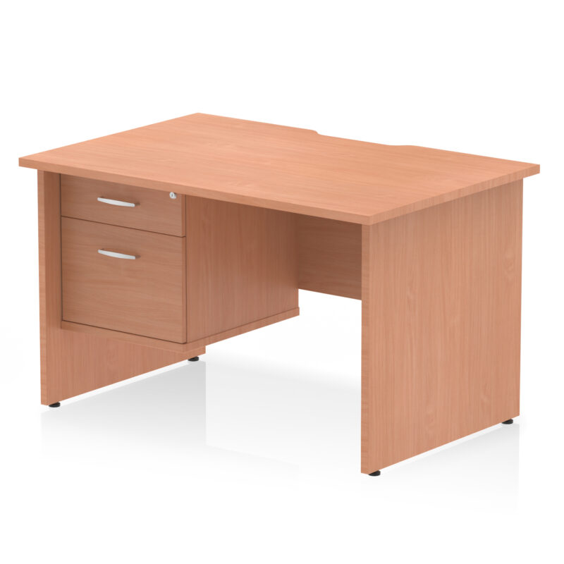 Surge Scalloped Edge 1200mm Panel End Straight Desk With Single Fixed Pedestal - Image 3