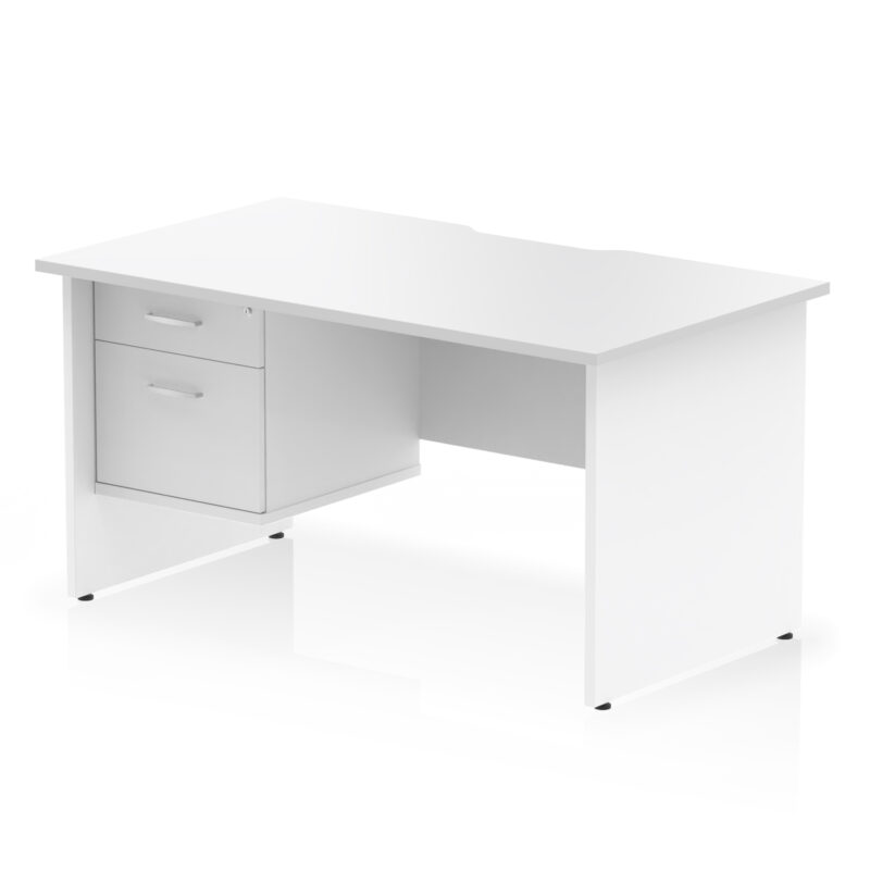 Surge Scalloped Edge 1400mm Panel End Straight Desk With Single Fixed Pedestal - Image 8