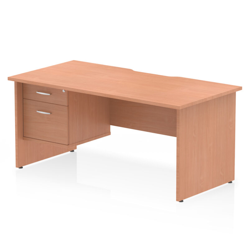 Surge Scalloped Edge 1600mm Panel End Straight Desk With Single Fixed Pedestal - Image 3