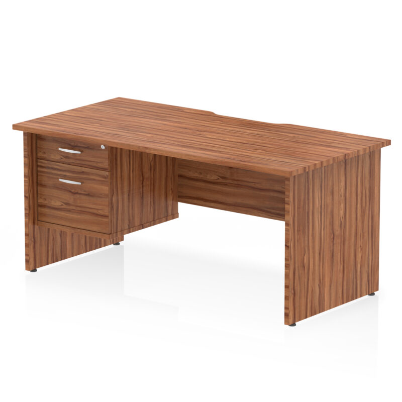 Surge Scalloped Edge 1600mm Panel End Straight Desk With Single Fixed Pedestal - Image 7
