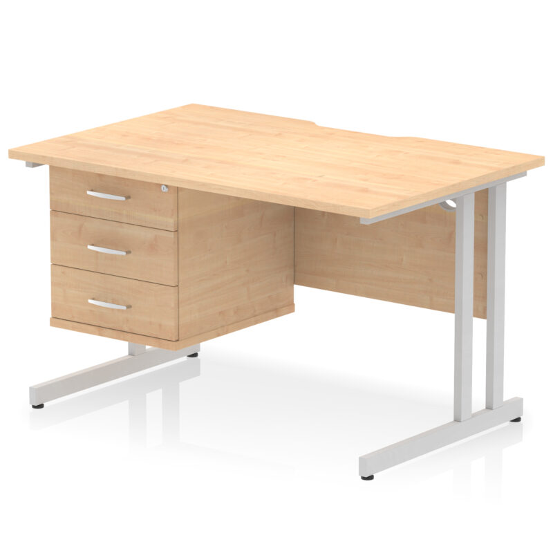 Surge Scalloped Edge 1200mm Cantilever Straight Desk With Single Fixed Pedestal - Image 28
