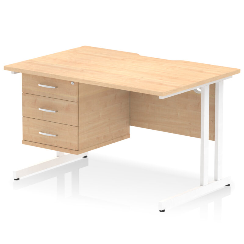 Surge Scalloped Edge 1200mm Cantilever Straight Desk With Single Fixed Pedestal - Image 29