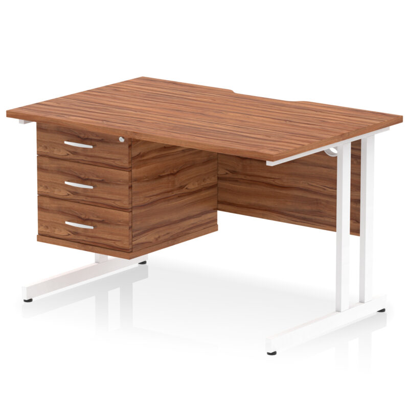 Surge Scalloped Edge 1200mm Cantilever Straight Desk With Single Fixed Pedestal - Image 35