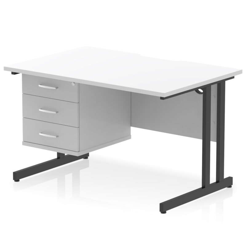 Surge Scalloped Edge 1200mm Cantilever Straight Desk With Single Fixed Pedestal - Image 36