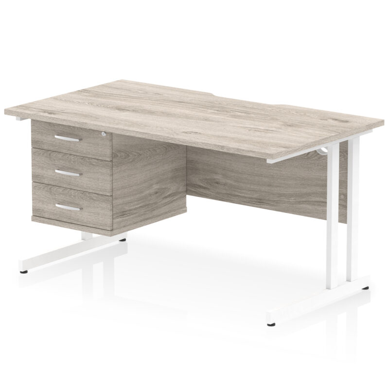 Surge Scalloped Edge 1400mm Cantilever Straight Desk With Single Fixed Pedestal - Image 26
