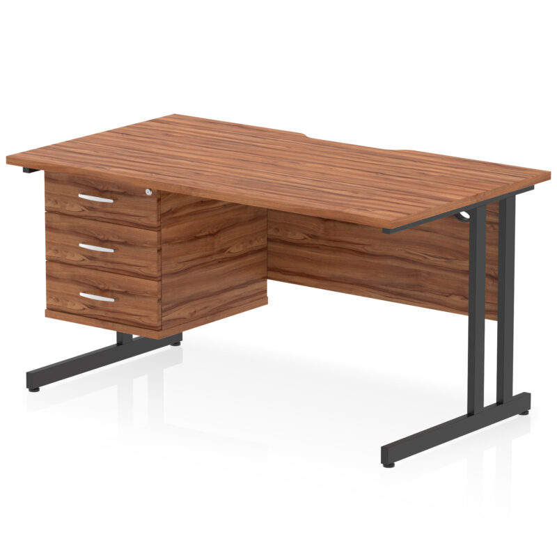 Surge Scalloped Edge 1400mm Cantilever Straight Desk With Single Fixed Pedestal - Image 33