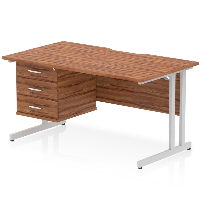 Surge Scalloped Edge 1400mm Cantilever Straight Desk With Single Fixed Pedestal - Image 34