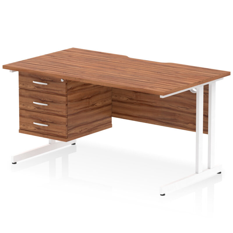 Surge Scalloped Edge 1400mm Cantilever Straight Desk With Single Fixed Pedestal - Image 35