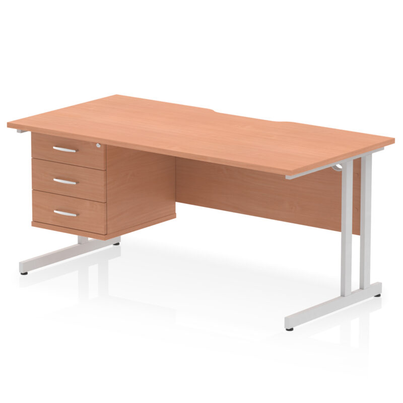 Surge Scalloped Edge 1600mm Cantilever Straight Desk With Single Fixed Pedestal - Image 22