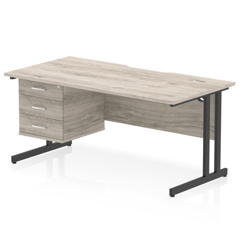 Surge Scalloped Edge 1600mm Cantilever Straight Desk With Single Fixed Pedestal - Image 24