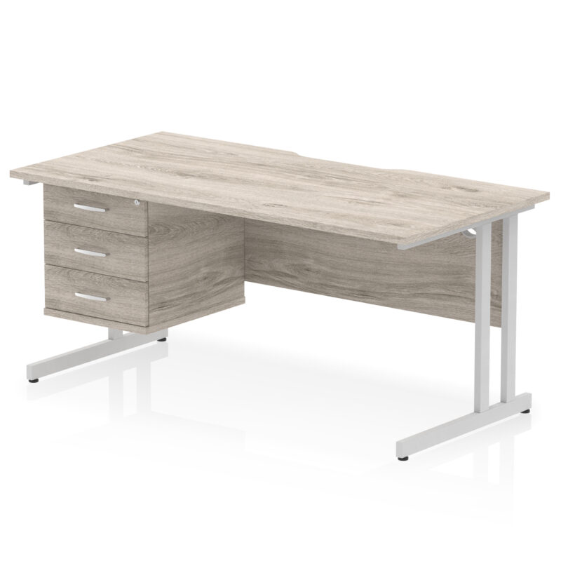 Surge Scalloped Edge 1600mm Cantilever Straight Desk With Single Fixed Pedestal - Image 25