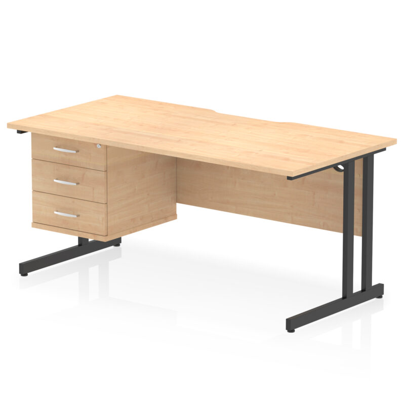 Surge Scalloped Edge 1600mm Cantilever Straight Desk With Single Fixed Pedestal - Image 27