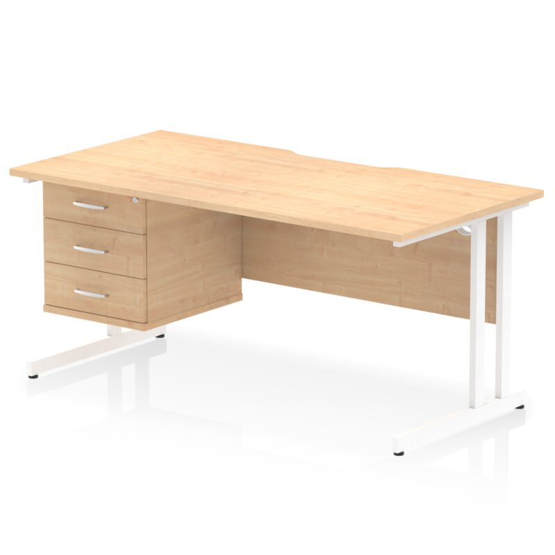 Surge Scalloped Edge 1600mm Cantilever Straight Desk With Single Fixed Pedestal - Image 29