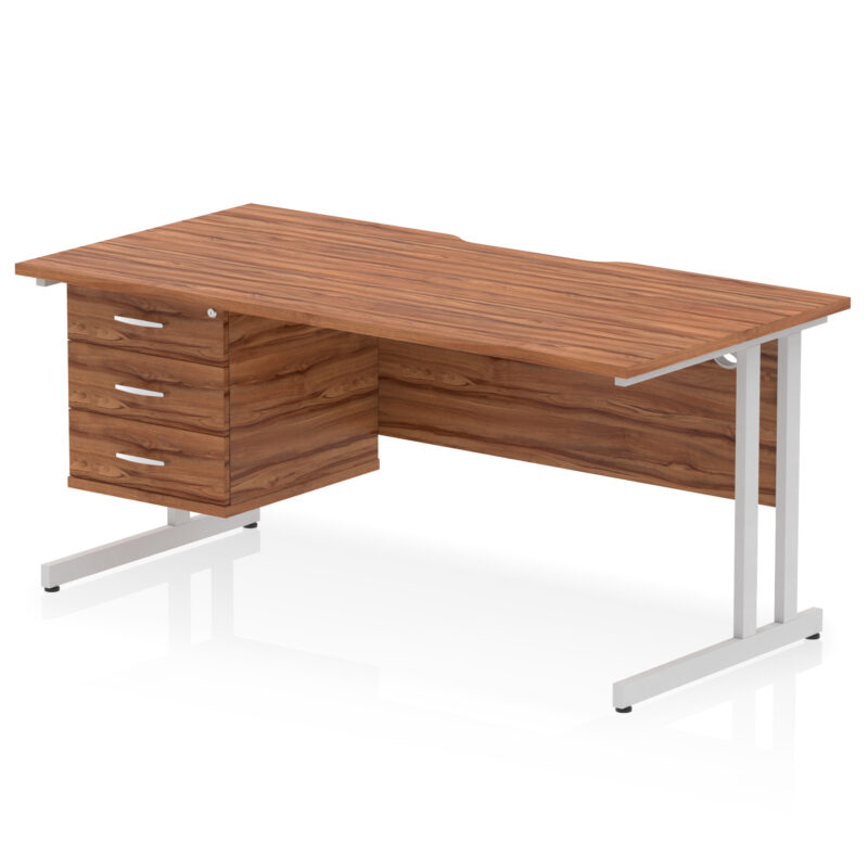 Surge Scalloped Edge 1600mm Cantilever Straight Desk With Single Fixed Pedestal - Image 34