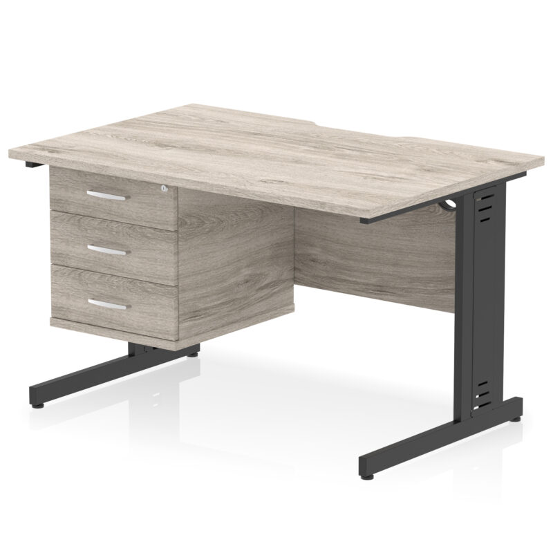 Surge Scalloped Edge 1200mm Cable Managed Straight Desk With Single Fixed Pedestal - Image 24