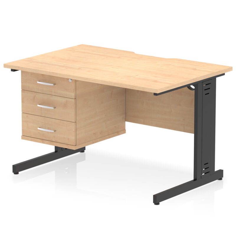 Surge Scalloped Edge 1200mm Cable Managed Straight Desk With Single Fixed Pedestal - Image 27