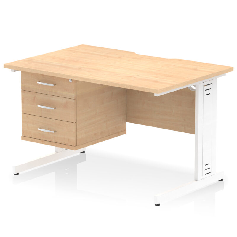 Surge Scalloped Edge 1200mm Cable Managed Straight Desk With Single Fixed Pedestal - Image 29
