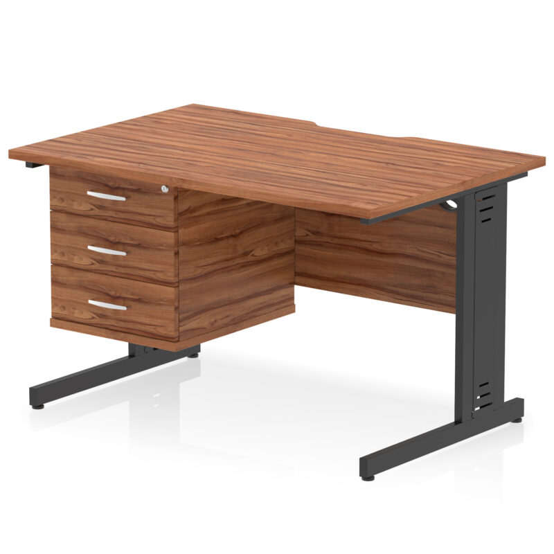 Surge Scalloped Edge 1200mm Cable Managed Straight Desk With Single Fixed Pedestal - Image 33