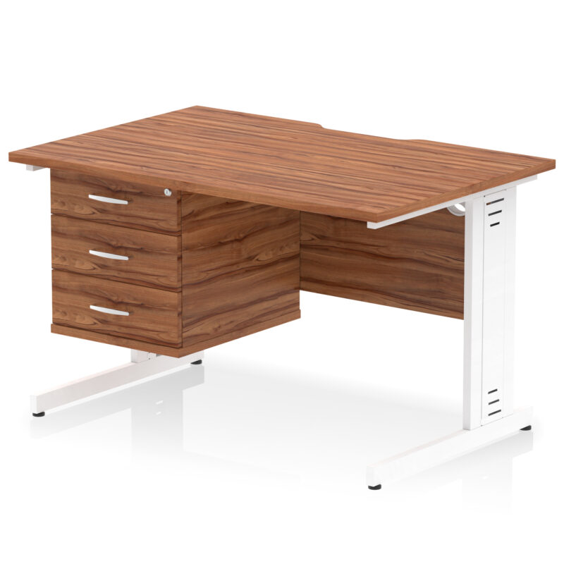 Surge Scalloped Edge 1200mm Cable Managed Straight Desk With Single Fixed Pedestal - Image 35