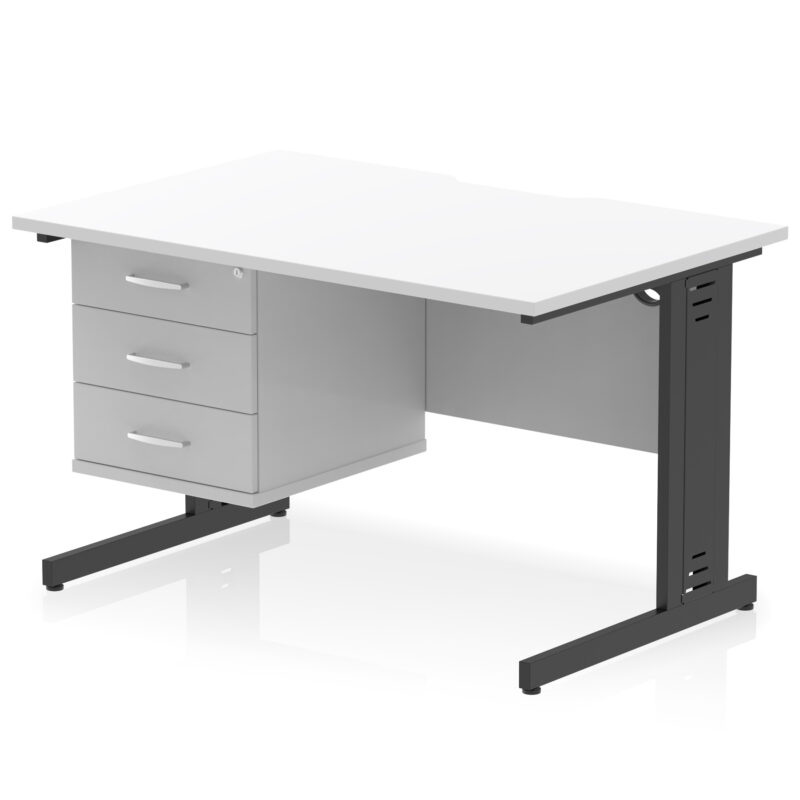 Surge Scalloped Edge 1200mm Cable Managed Straight Desk With Single Fixed Pedestal - Image 36