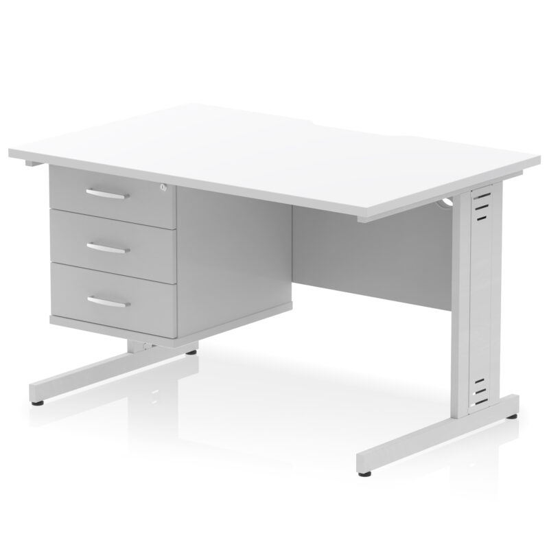 Surge Scalloped Edge 1200mm Cable Managed Straight Desk With Single Fixed Pedestal - Image 37