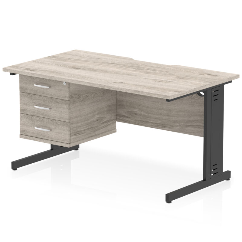 Surge Scalloped Edge 1400mm Cable Managed Straight Desk With Single Fixed Pedestal - Image 24